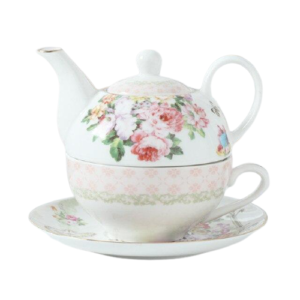Teiera con Tazza in Porcellana a Fiori